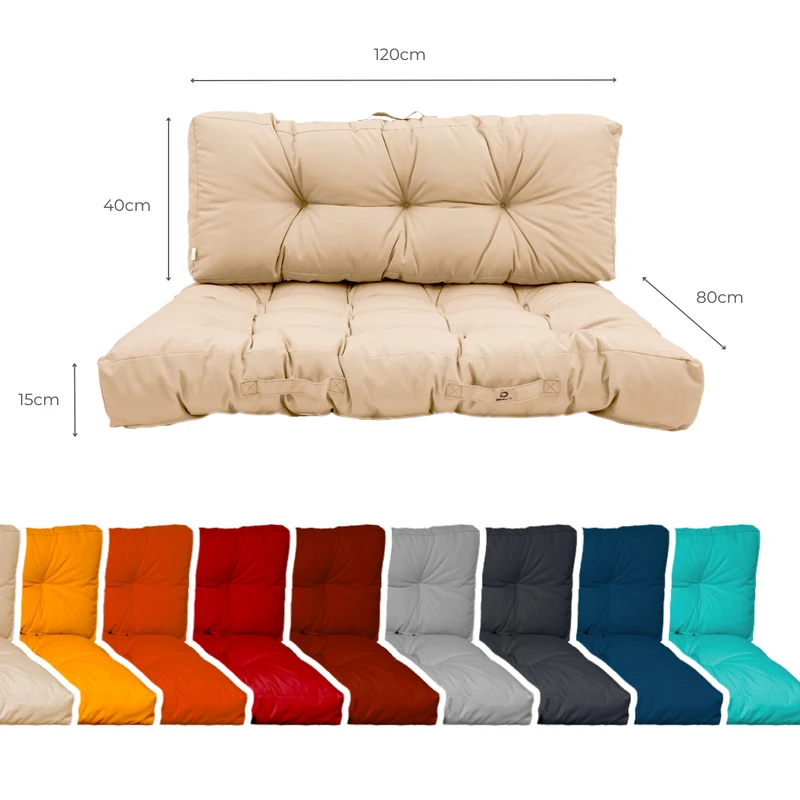 Ensemble Coussins Palette 120x80 Beige - Imperméable & Épais 15cm