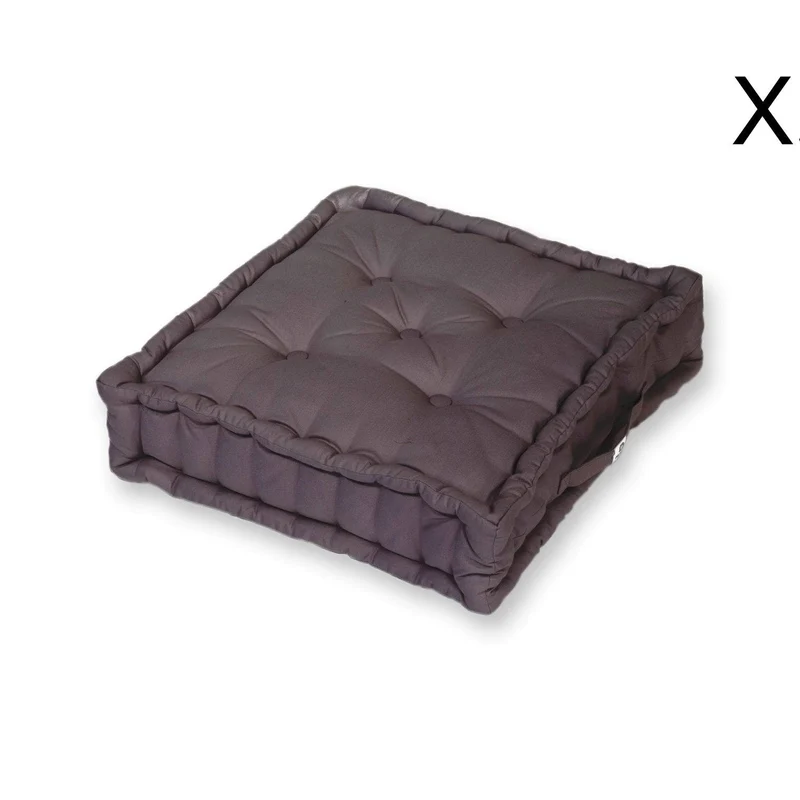 Lot de 2 Coussins de Sol Géant 60x60 Gris Carbone - Épais 15cm & Poignée