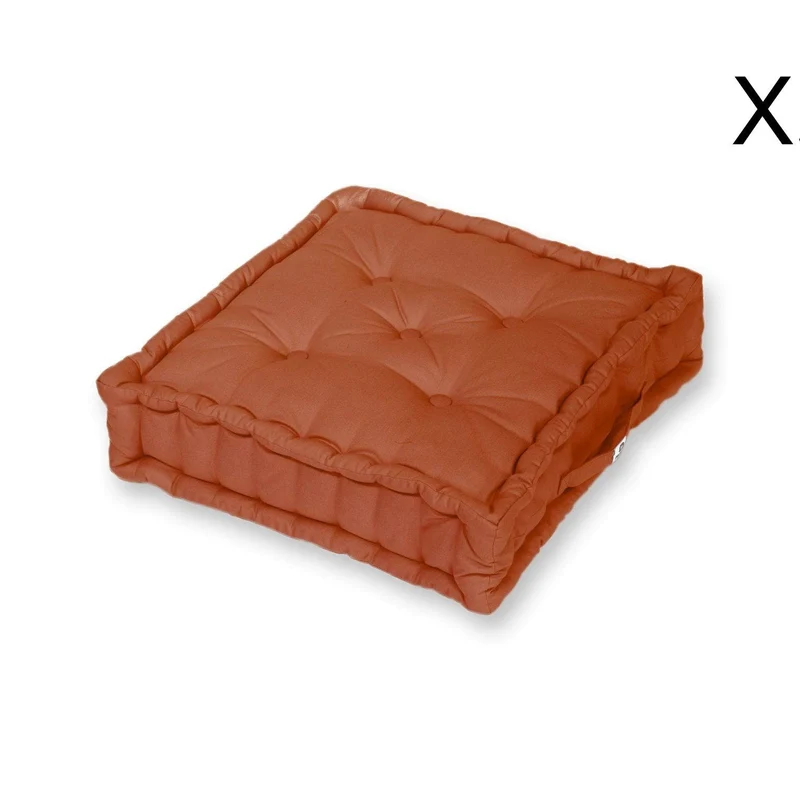 Lot de 2 Coussins de Sol Géant 60x60 Terracotta - Épais 15cm & Poignée