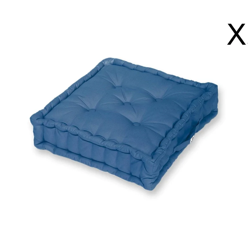 Lot de 2 Coussins de Sol Géant 60x60 Bleu Pétrole - Épais 15cm & Poignée