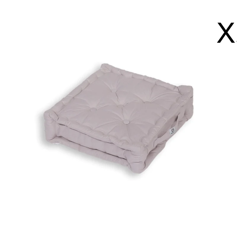 Lot de 2 Coussins de Sol XL 50x50 Gris Galet - Épais 15cm & Poignée